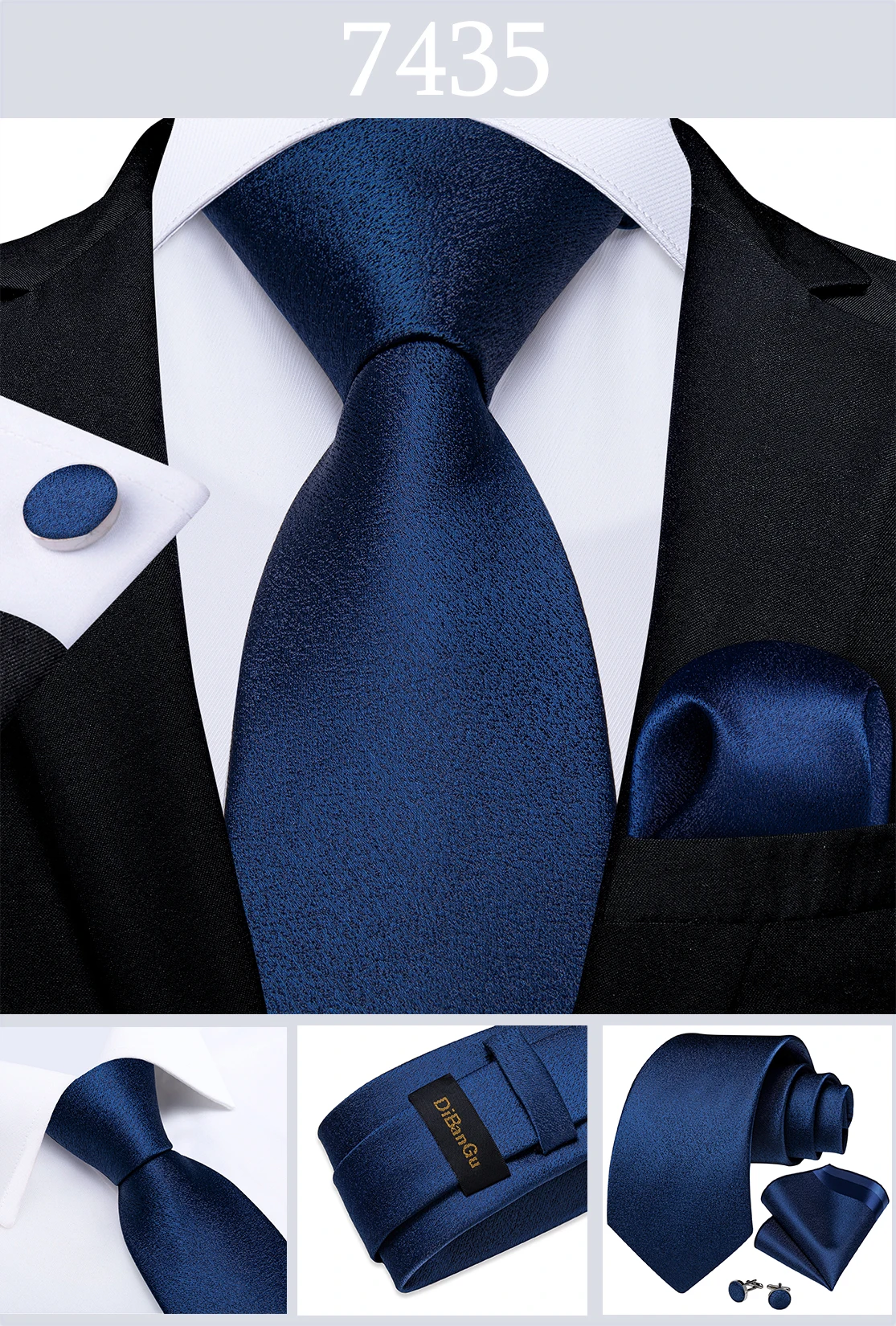 New Classic Men's Ties 8cm Blue Plaid Dot Striped Business Necktie Handkerchief Wedding Party Tie Set Gravatas DiBanGu