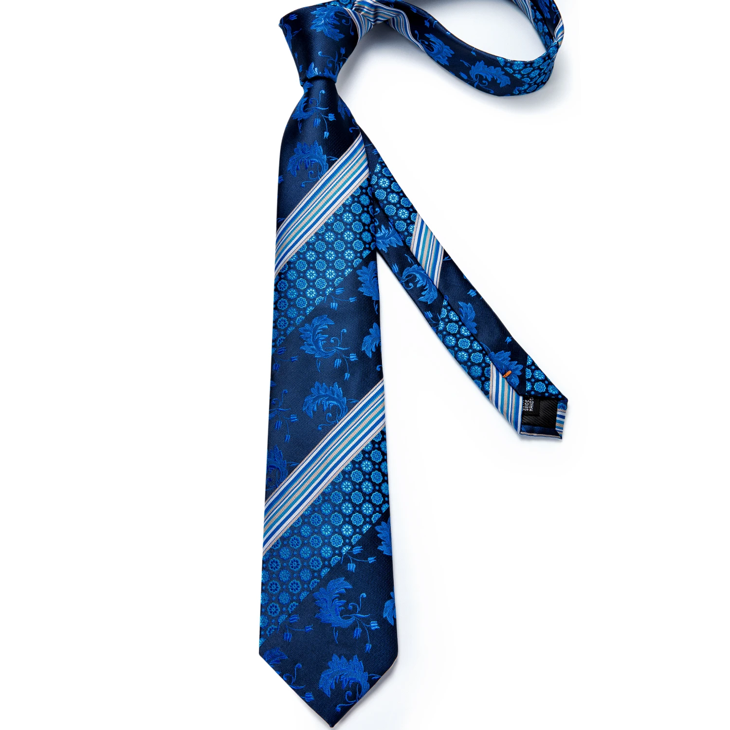 New Classic Men's Ties 8cm Blue Plaid Dot Striped Business Necktie Handkerchief Wedding Party Tie Set Gravatas DiBanGu
