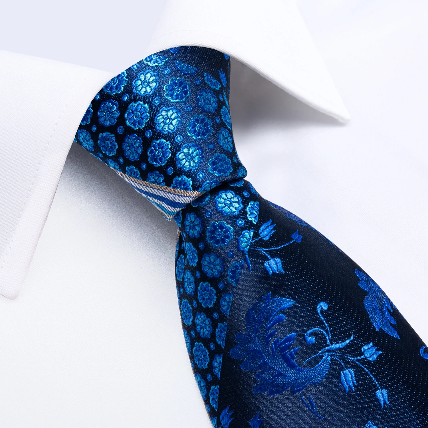 New Classic Men's Ties 8cm Blue Plaid Dot Striped Business Necktie Handkerchief Wedding Party Tie Set Gravatas DiBanGu