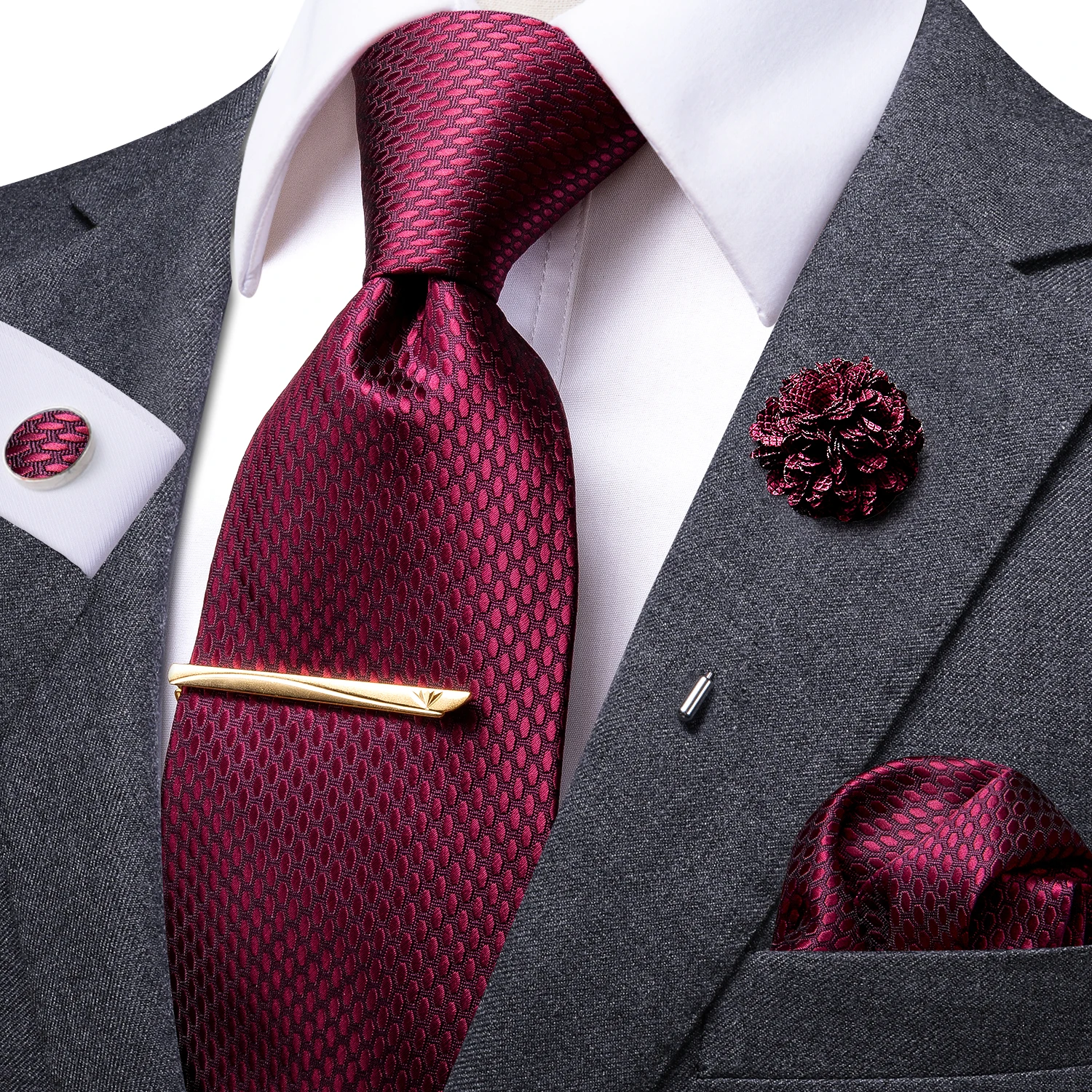 Hi-Tie Yellow Brown Paisley Tie For Men Men's Tie Clip Gift For Men Luxury Necktie Hanky Cufflinks Set Formal Wedding