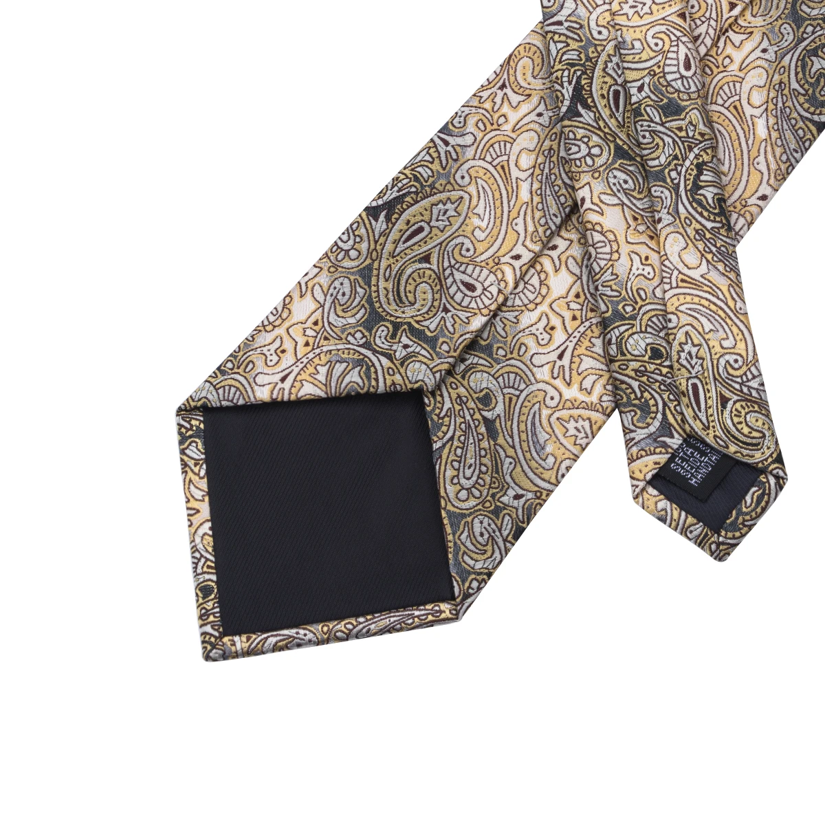 Hi-Tie Yellow Brown Paisley Tie For Men Men's Tie Clip Gift For Men Luxury Necktie Hanky Cufflinks Set Formal Wedding