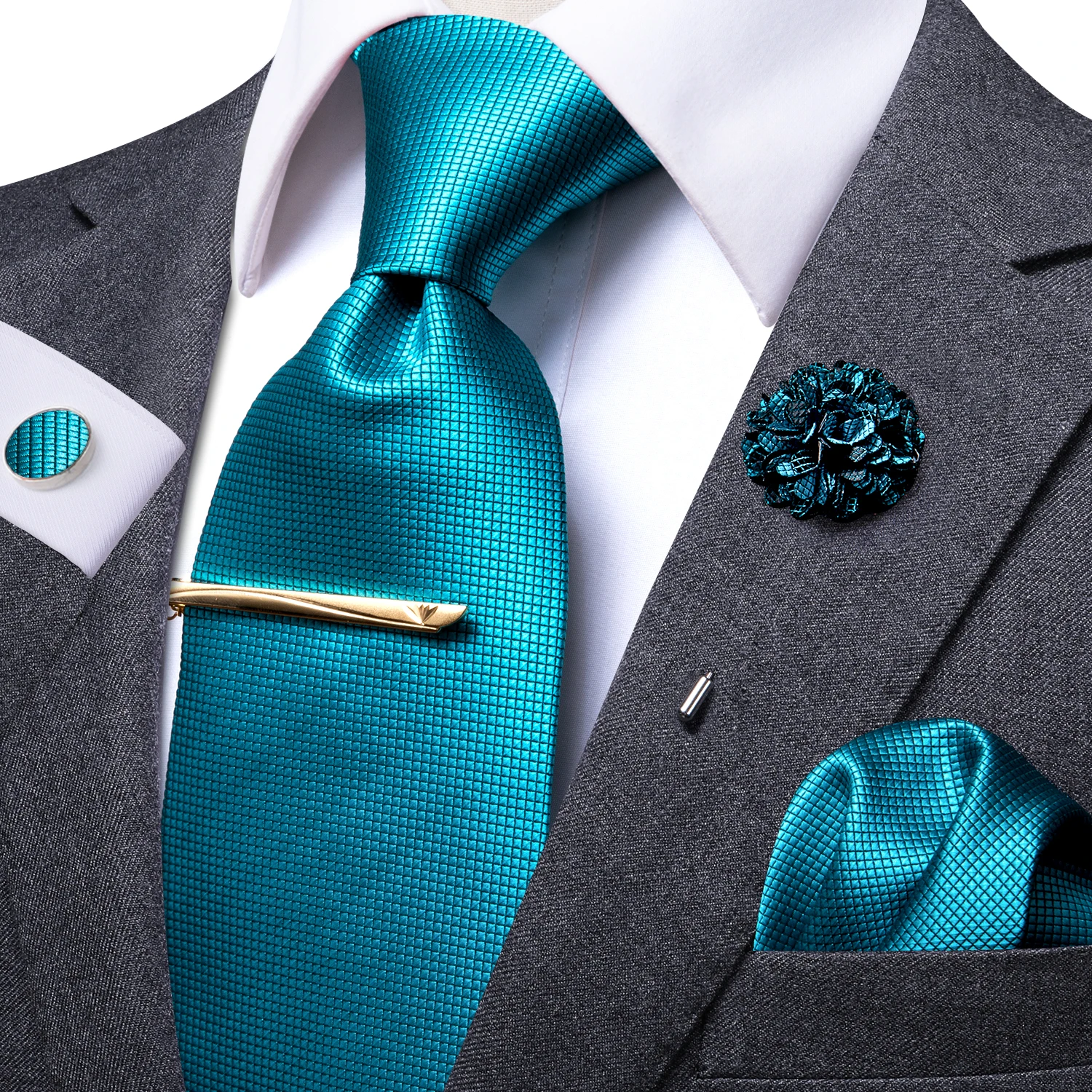 Hi-Tie Yellow Brown Paisley Tie For Men Men's Tie Clip Gift For Men Luxury Necktie Hanky Cufflinks Set Formal Wedding