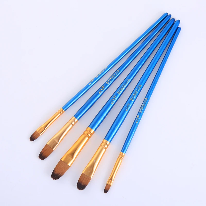 5Pcs Paint Brushes Set Nylon Painting Brush Short Rod Oil Acrylic Brush Watercolor Pen High Quality Professional Art Supplies