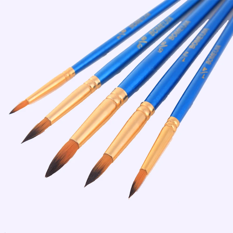 5Pcs Paint Brushes Set Nylon Painting Brush Short Rod Oil Acrylic Brush Watercolor Pen High Quality Professional Art Supplies