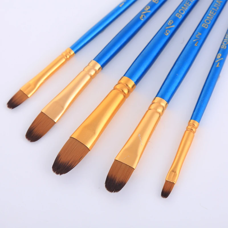 5Pcs Paint Brushes Set Nylon Painting Brush Short Rod Oil Acrylic Brush Watercolor Pen High Quality Professional Art Supplies