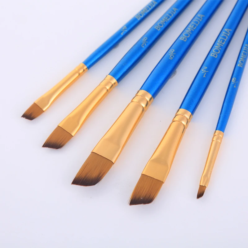 5Pcs Paint Brushes Set Nylon Painting Brush Short Rod Oil Acrylic Brush Watercolor Pen High Quality Professional Art Supplies
