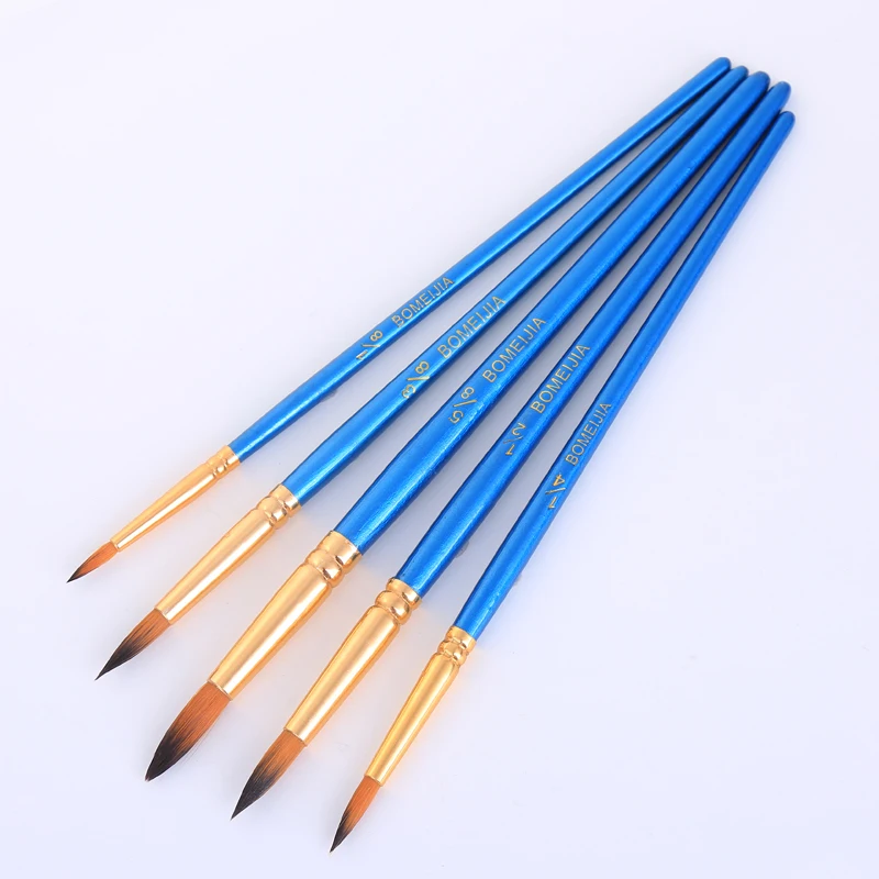 5Pcs Paint Brushes Set Nylon Painting Brush Short Rod Oil Acrylic Brush Watercolor Pen High Quality Professional Art Supplies