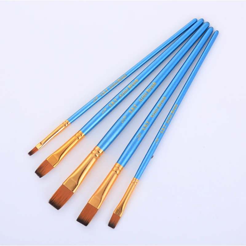 5Pcs Paint Brushes Set Nylon Painting Brush Short Rod Oil Acrylic Brush Watercolor Pen High Quality Professional Art Supplies