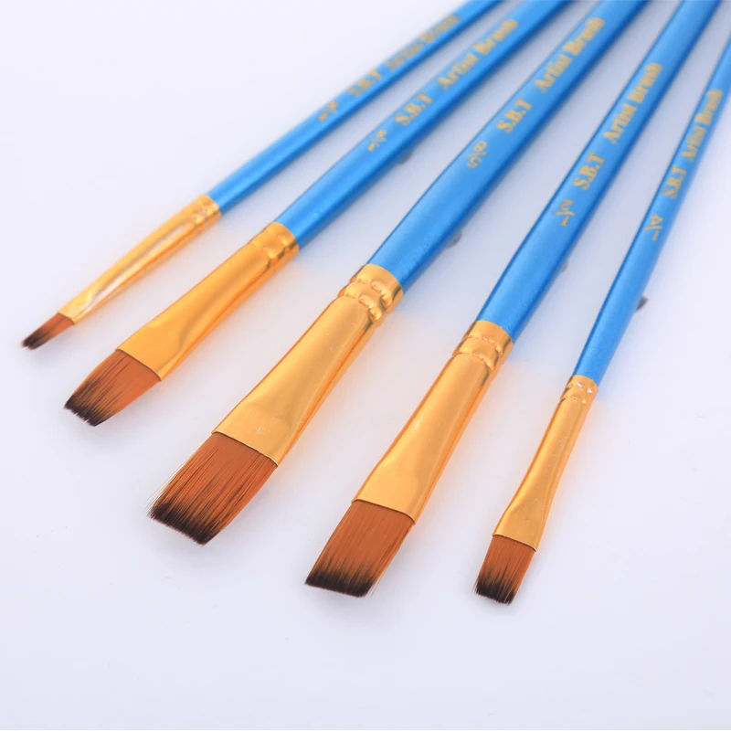 5Pcs Paint Brushes Set Nylon Painting Brush Short Rod Oil Acrylic Brush Watercolor Pen High Quality Professional Art Supplies