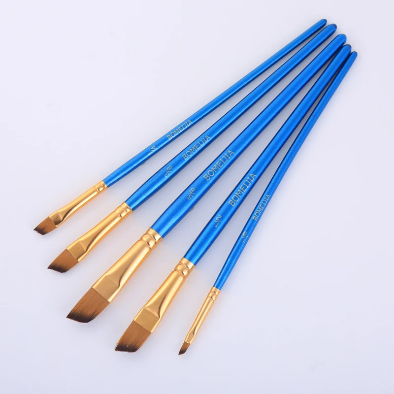 5Pcs Paint Brushes Set Nylon Painting Brush Short Rod Oil Acrylic Brush Watercolor Pen High Quality Professional Art Supplies