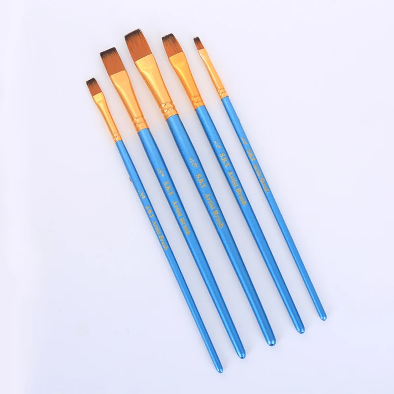 5Pcs Paint Brushes Set Nylon Painting Brush Short Rod Oil Acrylic Brush Watercolor Pen High Quality Professional Art Supplies