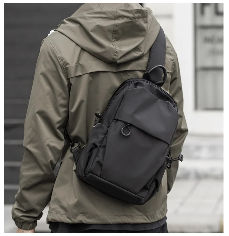 MOYYI Sling Bag for Men, Waterproof Nylon Chest Bag with Adjustable Strap, Anti theft Sport Travel Crossbody Bag
