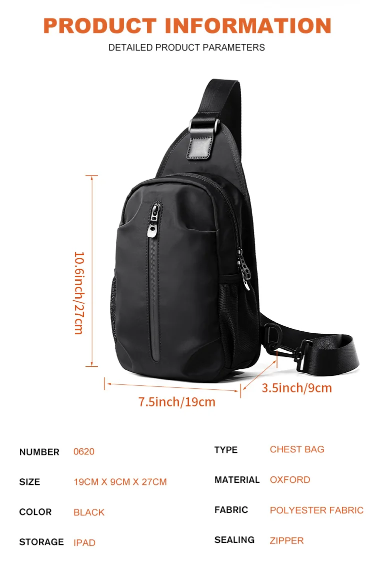 MOYYI Sling Bag for Men, Waterproof Nylon Chest Bag with Adjustable Strap, Anti theft Sport Travel Crossbody Bag