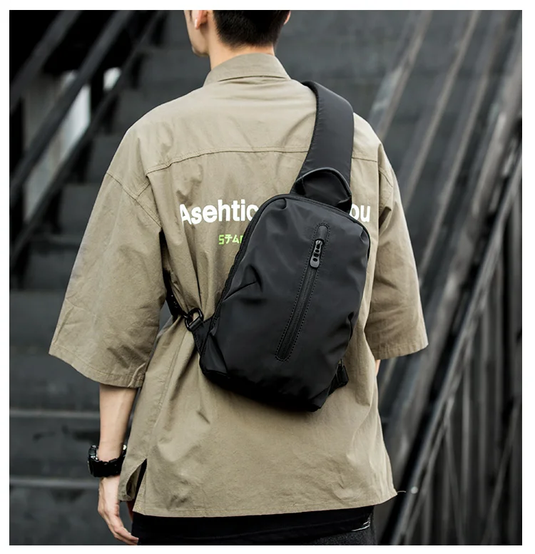 MOYYI Sling Bag for Men, Waterproof Nylon Chest Bag with Adjustable Strap, Anti theft Sport Travel Crossbody Bag