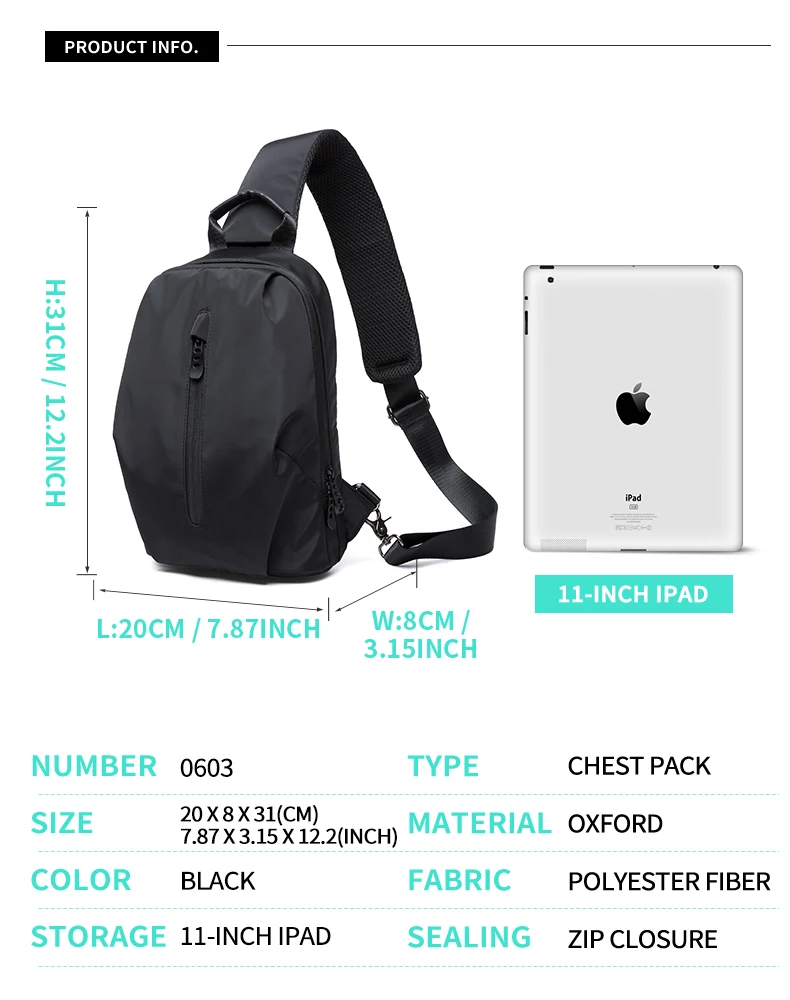 MOYYI Sling Bag for Men, Waterproof Nylon Chest Bag with Adjustable Strap, Anti theft Sport Travel Crossbody Bag