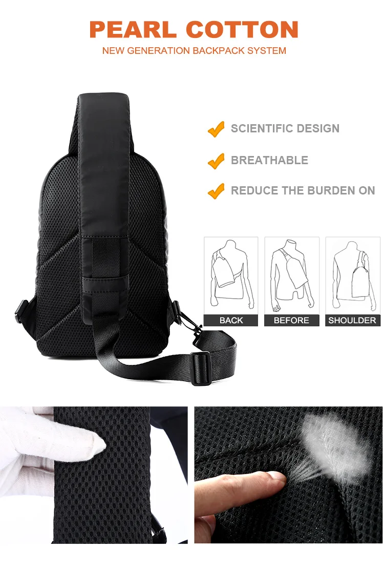 MOYYI Sling Bag for Men, Waterproof Nylon Chest Bag with Adjustable Strap, Anti theft Sport Travel Crossbody Bag
