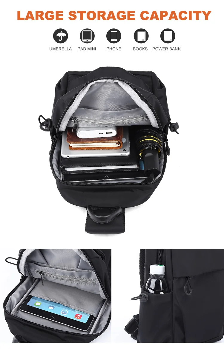 MOYYI Sling Bag for Men, Waterproof Nylon Chest Bag with Adjustable Strap, Anti theft Sport Travel Crossbody Bag