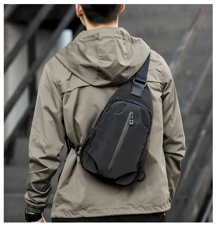 MOYYI Sling Bag for Men, Waterproof Nylon Chest Bag with Adjustable Strap, Anti theft Sport Travel Crossbody Bag
