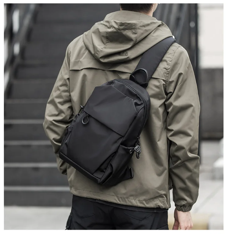 MOYYI Sling Bag for Men, Waterproof Nylon Chest Bag with Adjustable Strap, Anti theft Sport Travel Crossbody Bag