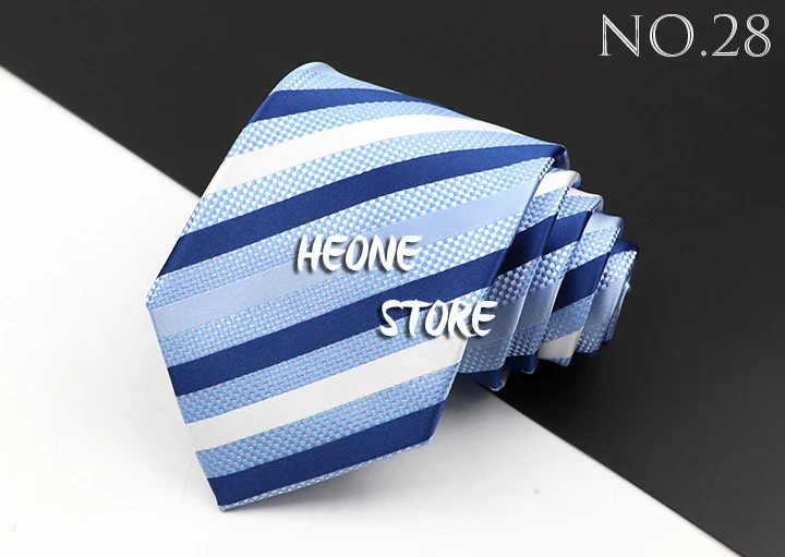 Fashion Men's Business Tie Classic 8CM Stripe Plaid Polyester Jacquard Necktie Red Blue Black High Quality Daily Wear Cravat