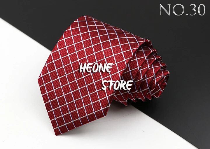 Fashion Men's Business Tie Classic 8CM Stripe Plaid Polyester Jacquard Necktie Red Blue Black High Quality Daily Wear Cravat