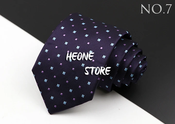 Fashion Men's Business Tie Classic 8CM Stripe Plaid Polyester Jacquard Necktie Red Blue Black High Quality Daily Wear Cravat