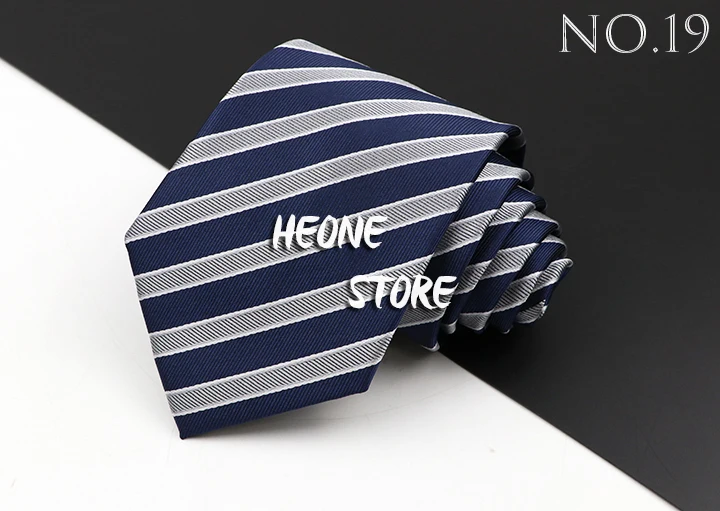 Fashion Men's Business Tie Classic 8CM Stripe Plaid Polyester Jacquard Necktie Red Blue Black High Quality Daily Wear Cravat