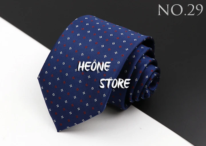 Fashion Men's Business Tie Classic 8CM Stripe Plaid Polyester Jacquard Necktie Red Blue Black High Quality Daily Wear Cravat