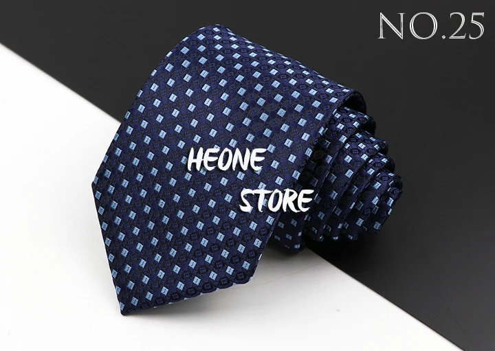 Fashion Men's Business Tie Classic 8CM Stripe Plaid Polyester Jacquard Necktie Red Blue Black High Quality Daily Wear Cravat
