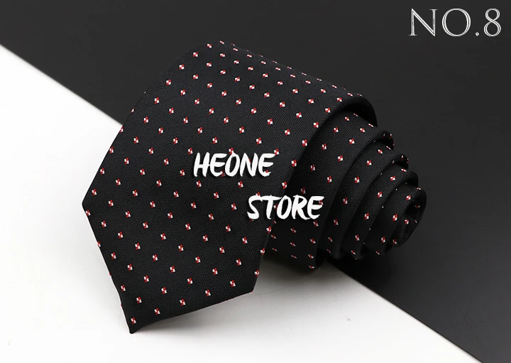 Fashion Men's Business Tie Classic 8CM Stripe Plaid Polyester Jacquard Necktie Red Blue Black High Quality Daily Wear Cravat