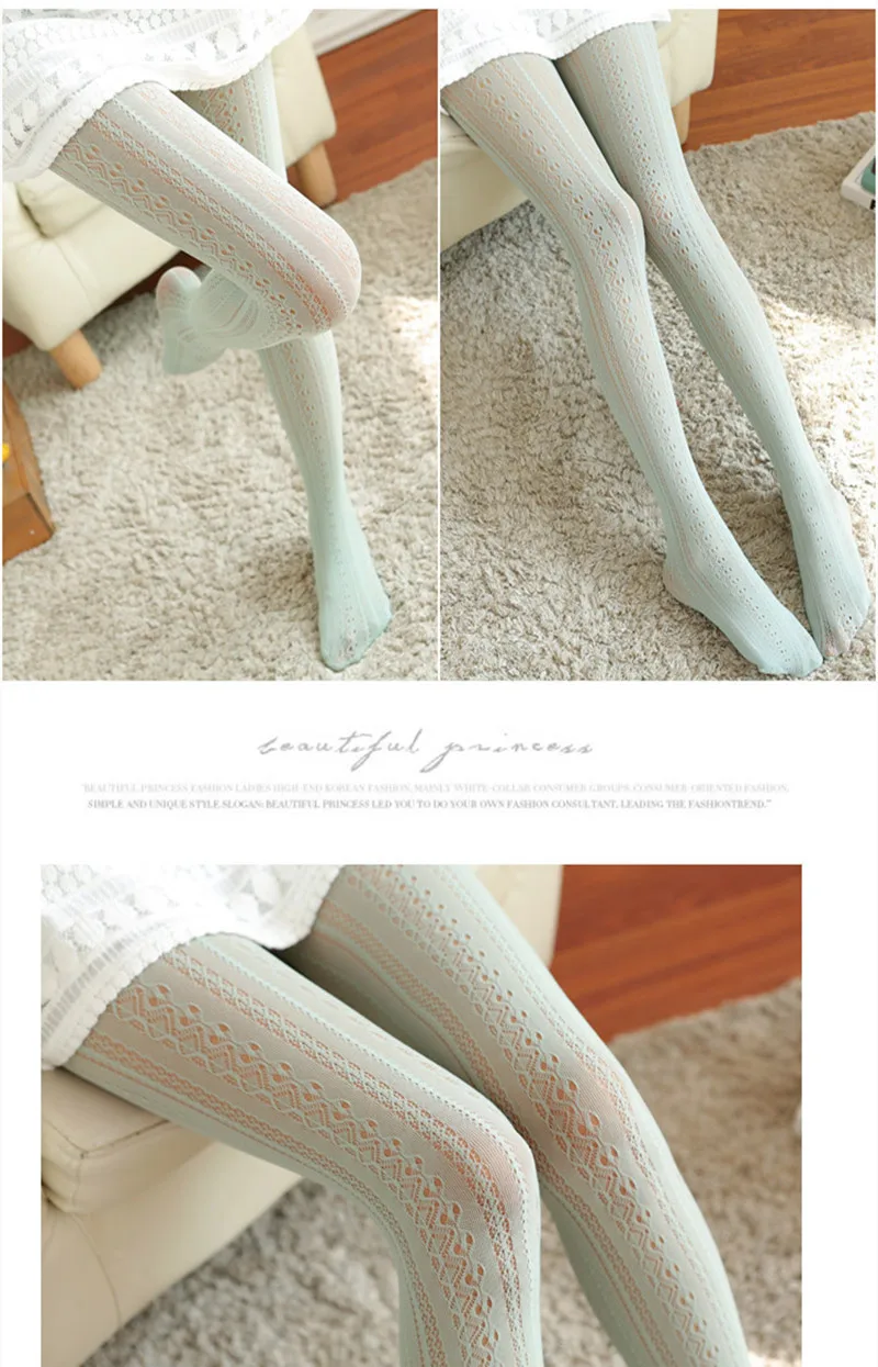 Spring Autumn Women Lolita Tights Kawaii Lace Stockings Woman Hollow Out White Female Pantyhose Stockings Tattoo Pattern Tights