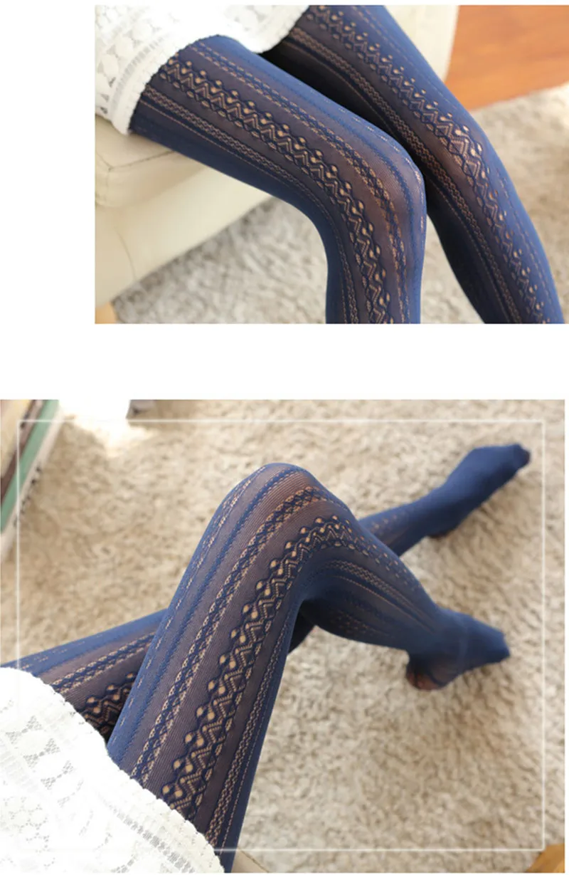 Spring Autumn Women Lolita Tights Kawaii Lace Stockings Woman Hollow Out White Female Pantyhose Stockings Tattoo Pattern Tights