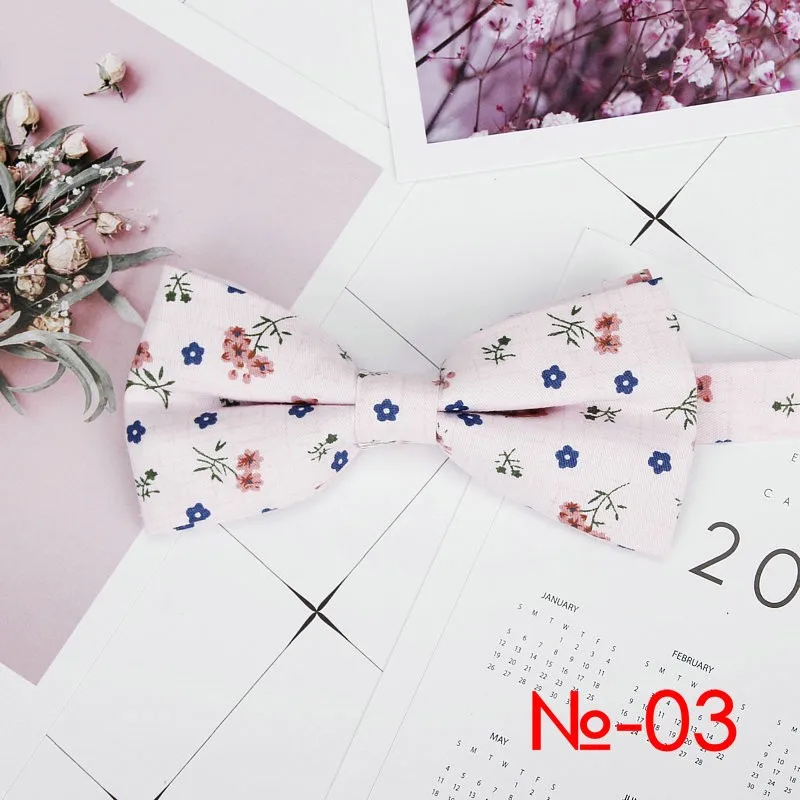 Mens Floral Bow Tie Flexible Bowtie Smooth Necktie Soft Cotton Butterfly Decorative Pattern Dot Flower Print Bow Ties