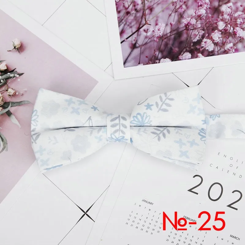 Mens Floral Bow Tie Flexible Bowtie Smooth Necktie Soft Cotton Butterfly Decorative Pattern Dot Flower Print Bow Ties