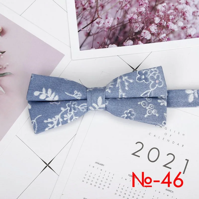 Mens Floral Bow Tie Flexible Bowtie Smooth Necktie Soft Cotton Butterfly Decorative Pattern Dot Flower Print Bow Ties