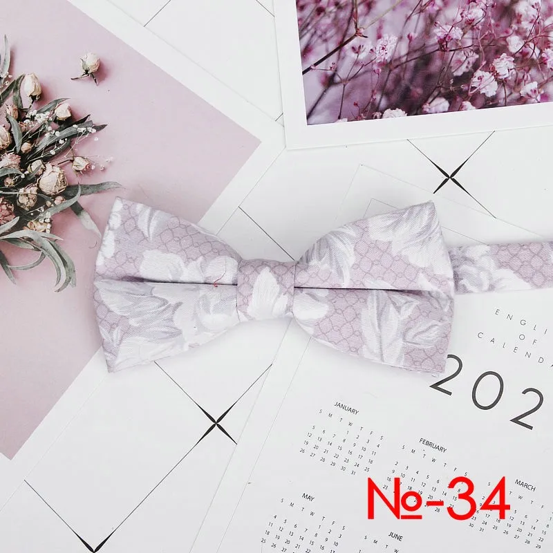 Mens Floral Bow Tie Flexible Bowtie Smooth Necktie Soft Cotton Butterfly Decorative Pattern Dot Flower Print Bow Ties