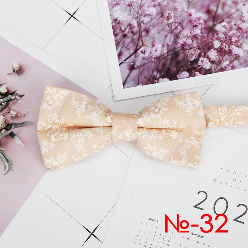Mens Floral Bow Tie Flexible Bowtie Smooth Necktie Soft Cotton Butterfly Decorative Pattern Dot Flower Print Bow Ties
