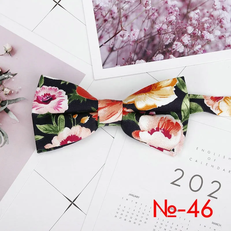 Mens Floral Bow Tie Flexible Bowtie Smooth Necktie Soft Cotton Butterfly Decorative Pattern Dot Flower Print Bow Ties
