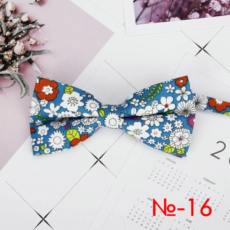 Mens Floral Bow Tie Flexible Bowtie Smooth Necktie Soft Cotton Butterfly Decorative Pattern Dot Flower Print Bow Ties