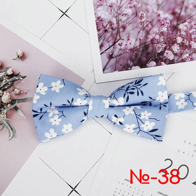 Mens Floral Bow Tie Flexible Bowtie Smooth Necktie Soft Cotton Butterfly Decorative Pattern Dot Flower Print Bow Ties