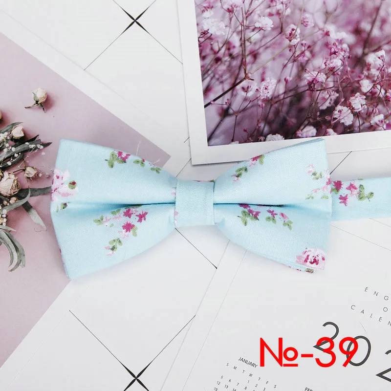 Mens Floral Bow Tie Flexible Bowtie Smooth Necktie Soft Cotton Butterfly Decorative Pattern Dot Flower Print Bow Ties