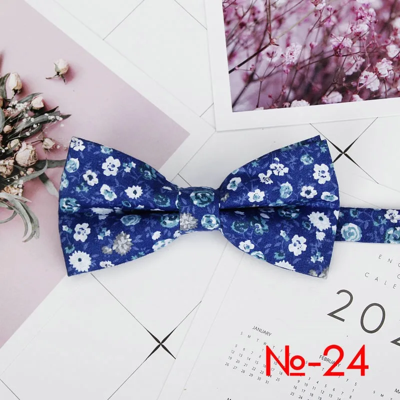 Mens Floral Bow Tie Flexible Bowtie Smooth Necktie Soft Cotton Butterfly Decorative Pattern Dot Flower Print Bow Ties