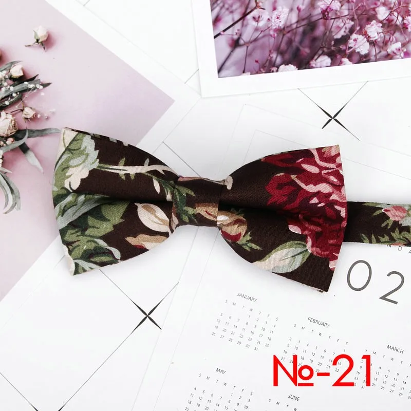 Mens Floral Bow Tie Flexible Bowtie Smooth Necktie Soft Cotton Butterfly Decorative Pattern Dot Flower Print Bow Ties