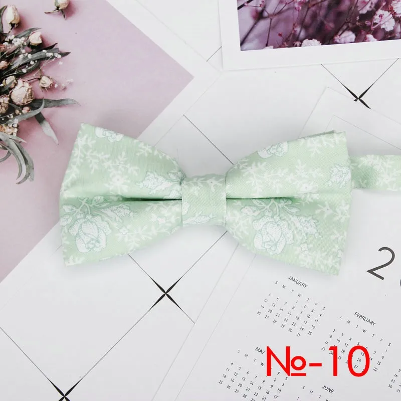 Mens Floral Bow Tie Flexible Bowtie Smooth Necktie Soft Cotton Butterfly Decorative Pattern Dot Flower Print Bow Ties
