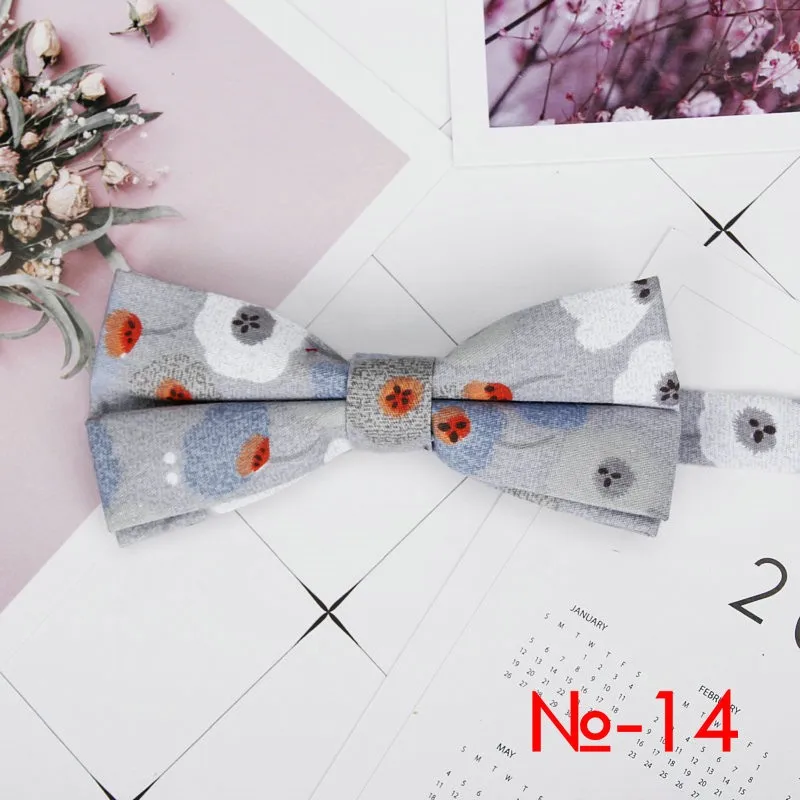 Mens Floral Bow Tie Flexible Bowtie Smooth Necktie Soft Cotton Butterfly Decorative Pattern Dot Flower Print Bow Ties
