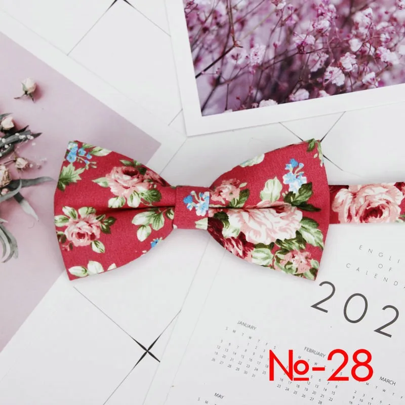 Mens Floral Bow Tie Flexible Bowtie Smooth Necktie Soft Cotton Butterfly Decorative Pattern Dot Flower Print Bow Ties