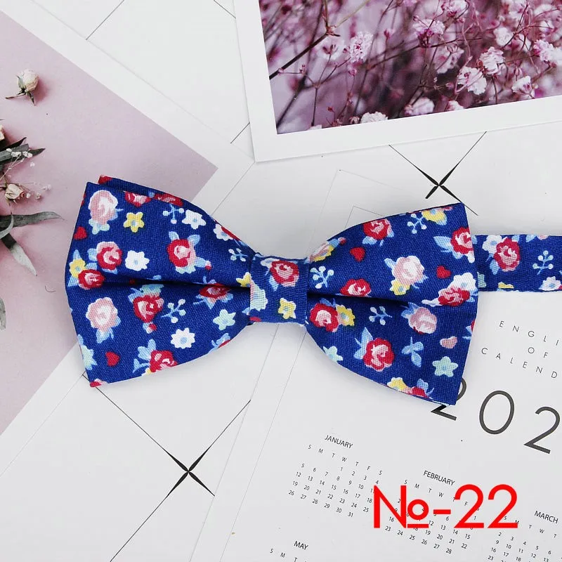 Mens Floral Bow Tie Flexible Bowtie Smooth Necktie Soft Cotton Butterfly Decorative Pattern Dot Flower Print Bow Ties