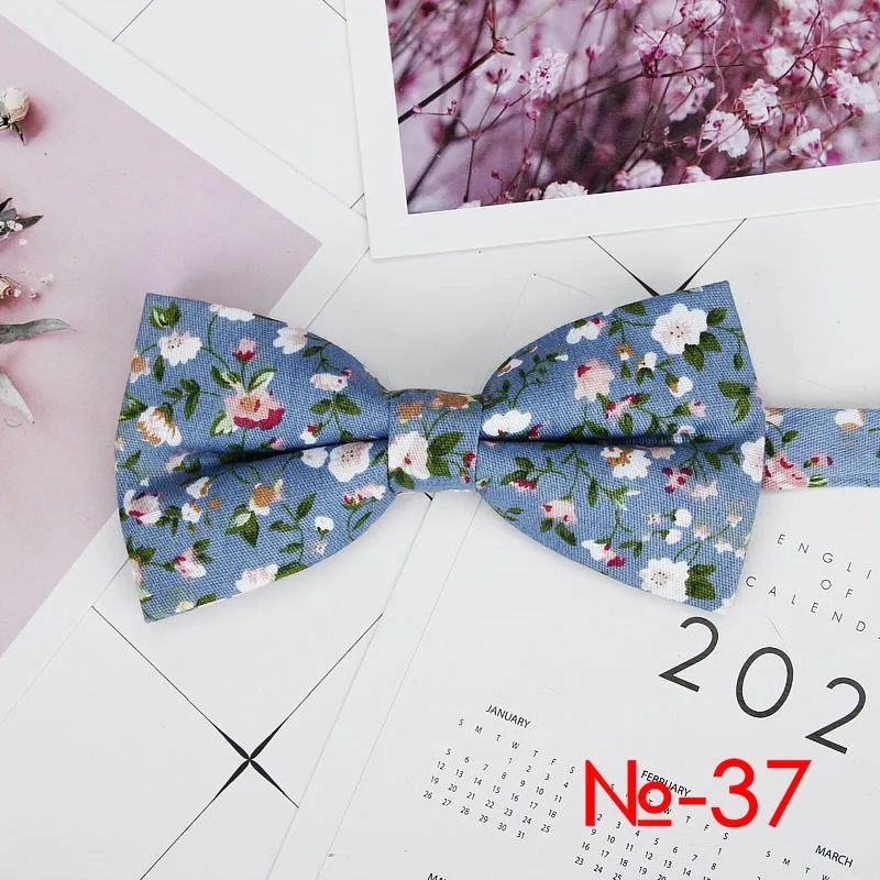 Mens Floral Bow Tie Flexible Bowtie Smooth Necktie Soft Cotton Butterfly Decorative Pattern Dot Flower Print Bow Ties