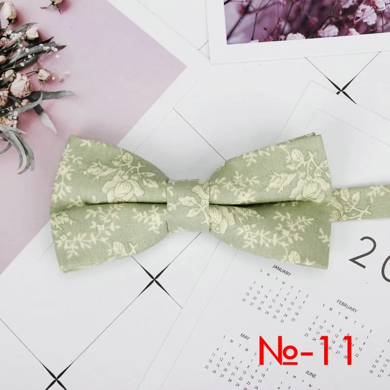 Mens Floral Bow Tie Flexible Bowtie Smooth Necktie Soft Cotton Butterfly Decorative Pattern Dot Flower Print Bow Ties