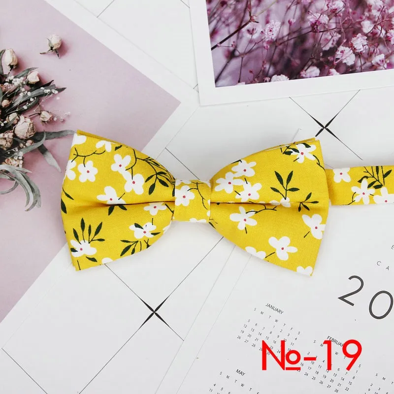 Mens Floral Bow Tie Flexible Bowtie Smooth Necktie Soft Cotton Butterfly Decorative Pattern Dot Flower Print Bow Ties
